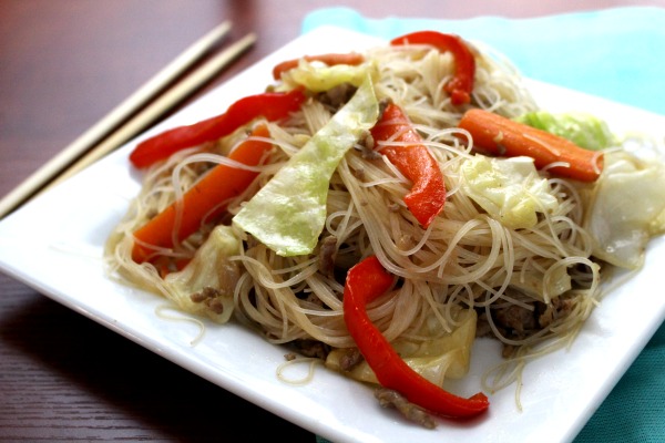 Pancit Bihon or Filipino Rice Noodles
