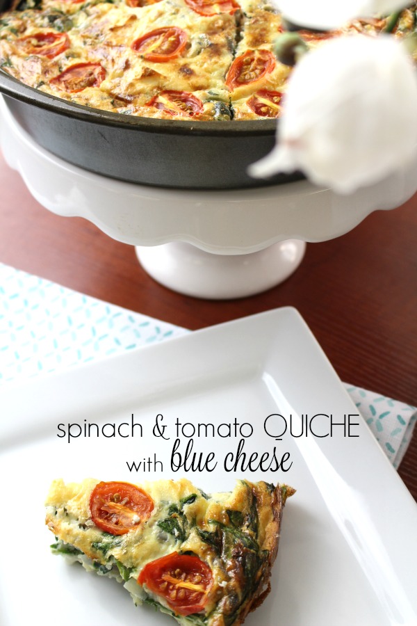 Spinach and Tomato Quiche with Blue Cheese