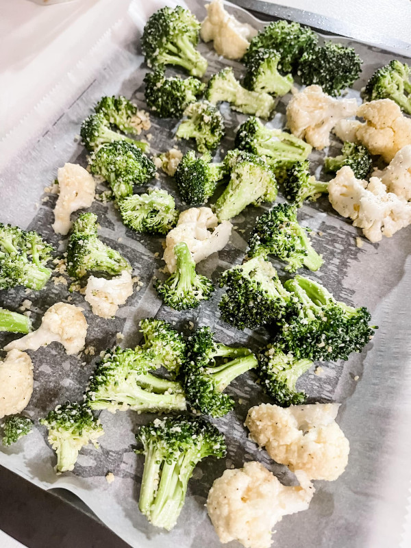 Roasted Broccoli & Cauliflower with Parmesan