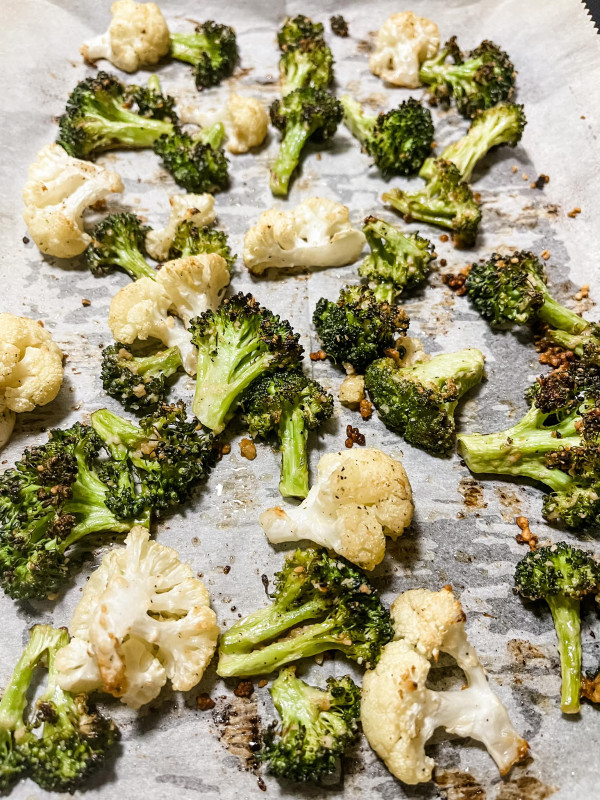 Roasted Broccoli & Cauliflower with Parmesan