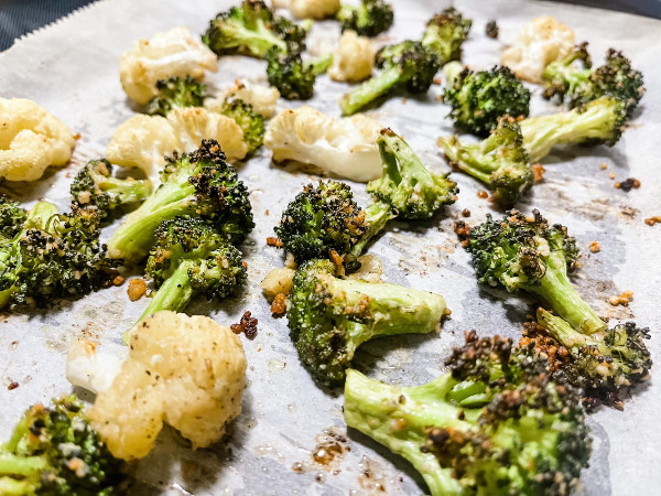 Roasted Broccoli & Cauliflower with Parmesan