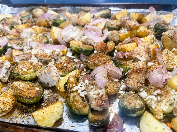 Sheet Pan Chicken with Brussels Sprouts & Potatoes